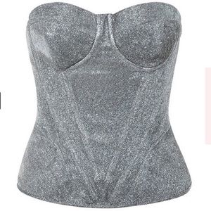 House Of CB “DONATELLA” 
SILVER SPARKLY CORSET